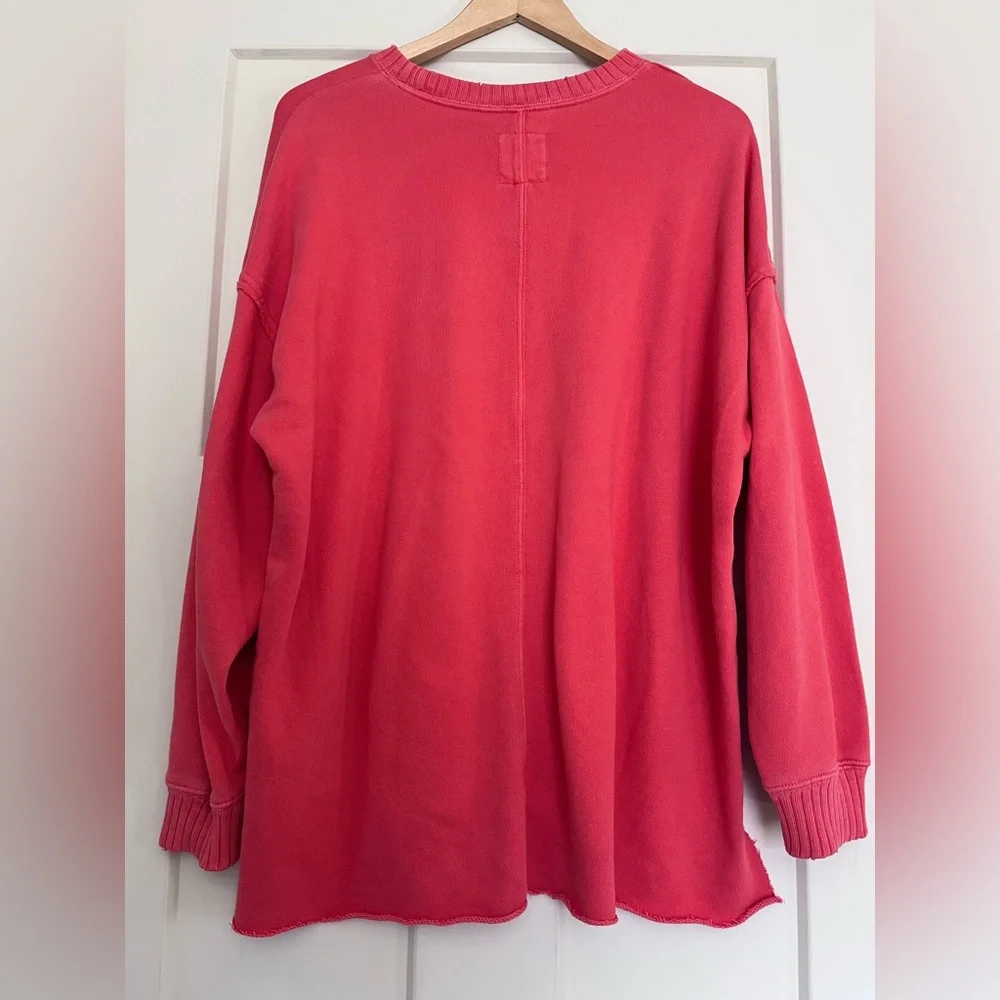 aerie Coral Oversized Crew Sweatshirt - Picture 2 of 4